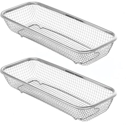 2Pcs Dishwasher Baskets, Stainless Steel Mesh Drain for Kitchen Small Items, Silverware Utensil Organizing for Chopsticks,Knives,Scoops