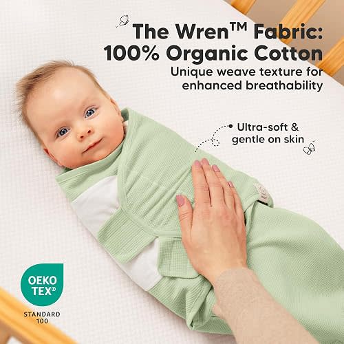 3-Pack Organic Swaddles for Newborns, Baby Sleep Sacks 0-3 Months - Baby Swaddle Wrap, Newborn Wearable Blanket, Infant Sleep Sack for Girls, Boys, Soft & Snug, Large Hook & Loop Closure (Ripple)