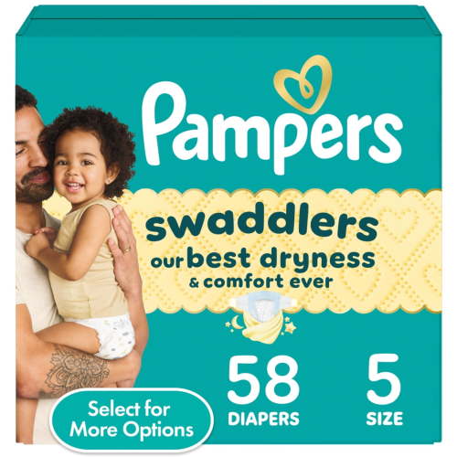 Free Shipping! Pampers Diapers Size 5 with Leak Guard Barrier and Breathe-Free Liner 58 Count