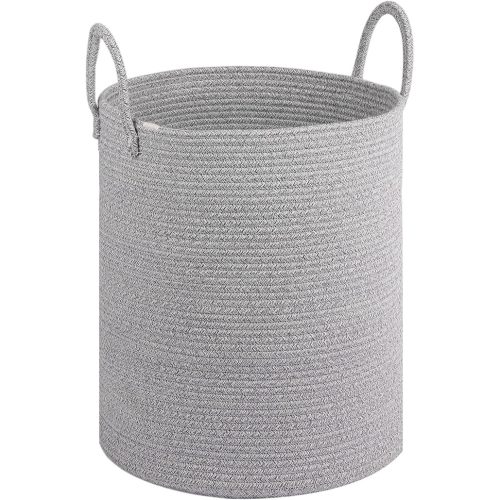 Large Laundry Basket,Laundry Hamper,15''x18'' Cotton Rope Storage Basket with Handles,Baby Hamper,Nursery Blanket Storage Living Room,Toy Basket,Kids Laundry Basket(Light Gray)
