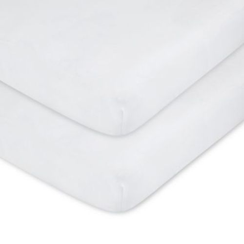 Ely's & Co. Baby Fitted Pack n Play - Mini Crib Sheet 100% Combed Jersey Cotton 2 Packs- Solid White