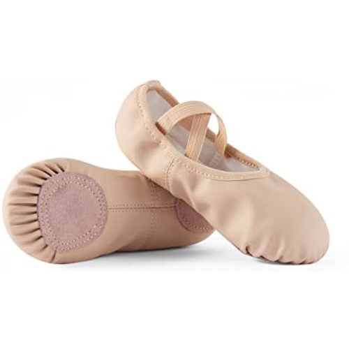 DyingSwan Toddler Ballet Shoes for Girls, Soft Leather Ballet Slippers, No-Tie Ballet Shoes Dance Shoes for Girls (Toddler/Little/Big Kid/Women)