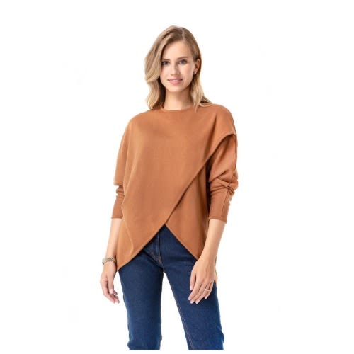 Let Loose Crossover Long Sleeve Maternity/Nursing Knit Top