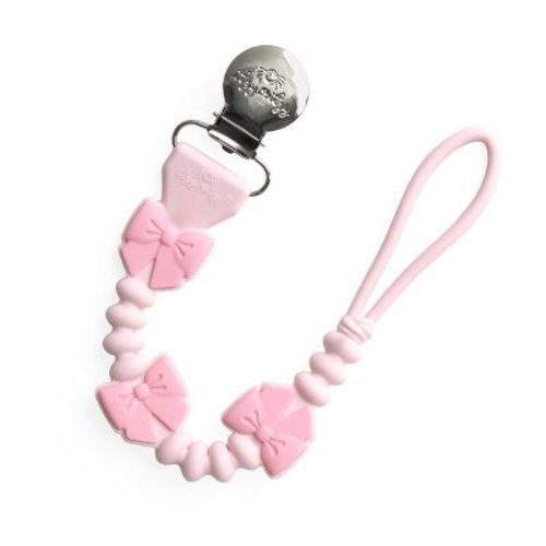 Itzy Ritzy Beaded Pacifier Clip - Bows: Silicone, BPA-Free