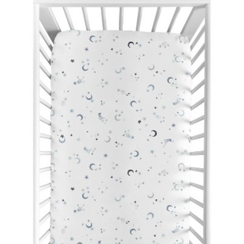 Sweet Jojo Designs Boy, Girl, Unisex/Gender Neutral Baby Fitted Crib Sheet Blue Stars and Moon