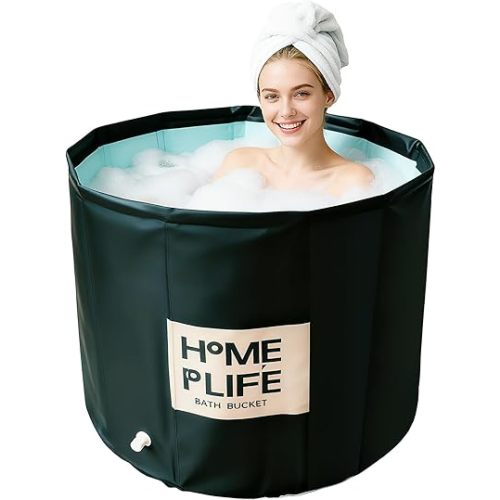 Portable Bath Tub for Adults - Large 88 Gal Foldable Soaking Bathtub for Hot SPA and Ice Bath, Ideal for Fast Muscle Recovery, Cold Water Therapy - No Installation (Ice/Hot Universal)