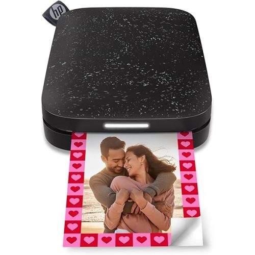 HP Sprocket Portable 2x3 Instant Photo Printer (Black Noir) Print Pictures on Zink Sticky-Backed Paper from Your iOS & Android Device.