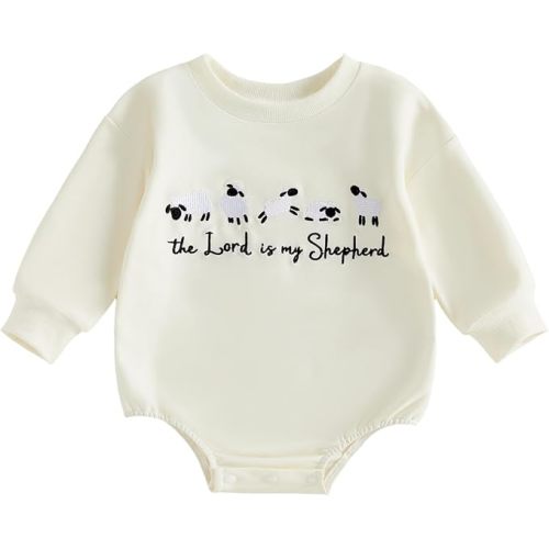 Newborn Baby Boy Girl Christian Bubble Romper Shirt Baptism Outfits