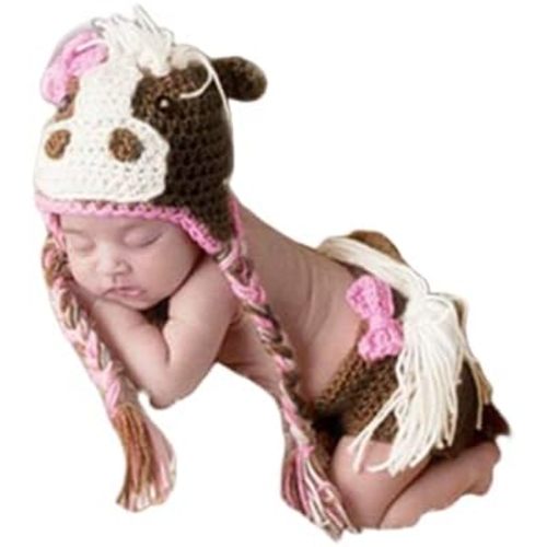 Newborn Baby Photography Props Boy Girls Photo Shoot Props Outfits Crochet Knitted Costume Unisex Cute Infant Hat Pants