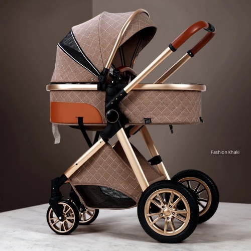 Portable 2-in-1 Baby Stroller,Infant Travel System Pram & Pushchair with Awning for Infant Newborn ,Khaki