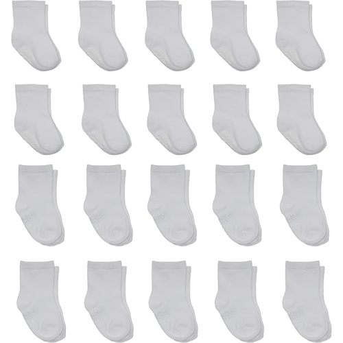 Little Me 20-Pack Newborn Baby Infant & Toddler Unisex Socks, 0-12/12-24 Months, Assorted Size Pack, White