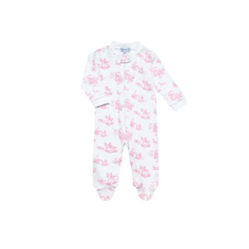 Buy Pink Toile Zipper Footie | Nellapima