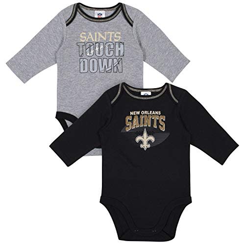 Gerber NFL unisex-baby Nfl Team 2 Pack Long Sleeve Onesie Bodysuit