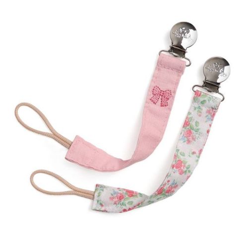 Itzy Ritzy Itzy Fabric Pacifier Clips - Pink Bows and Floral - 2pk