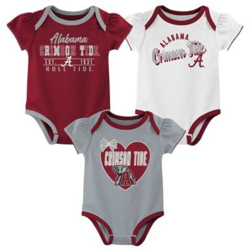 NCAA Alabama Crimson Tide Infant Girls' 3pk Bodysuit - 0-3M