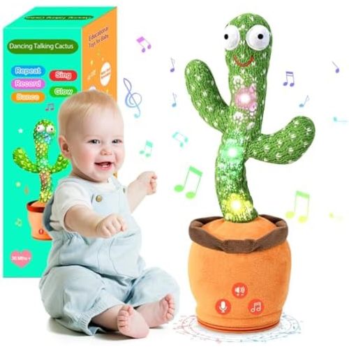 TWORIVER Adjustable Volume Dancing Talking Cactus Toy for Baby, Boys Girls