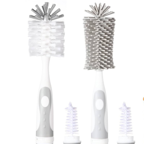 5-in-1 Baby Bottle Cleaner Set, Including Nylon & Silicone Bottle Brush, Cap, Straw & Nipple Brushes, BPA-Free (Grey)