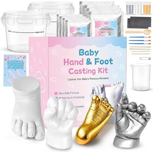 Nabance Baby Hand Casting Kit for 0-9 Months (4 Pack), DIY Hand & Footprint Mold, Baby Molding Kit Hands and Feet Suitable for New Mom Gift, Baby Shower, Christmas, First Birthday, Parties