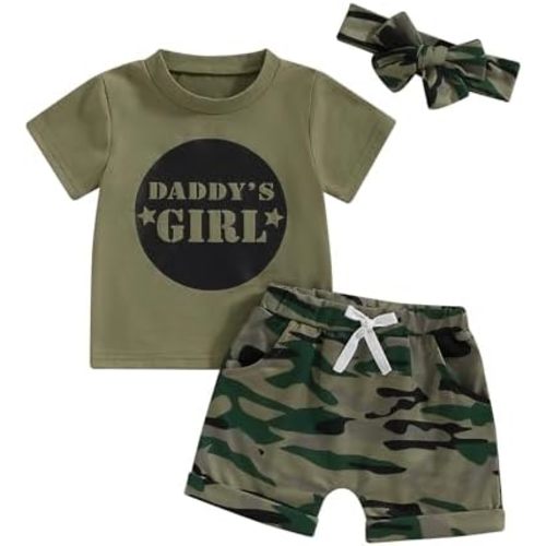 ZAXARRA Baby Girl Summer Outfit Letter Print Crew Neck Short Sleeve T-Shirts Tops Elastic Waist Shorts 2Pcs Clothes Set