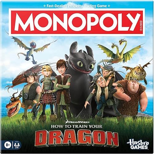 Monopoly DreamWorks How to Train Your Dragon Edition Board Game | Ages 8+ | 2 to 4 Players | 45 Mins. | Fun Family Games for Kids, Teens & Adults (Amazon Exclusive)