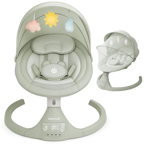 Jool Baby Nova Swing for Newborns - Electric Motorized Infant Swing, Bluetooth Music, 10 Preset Melodies, Remote (Updated Model, Sage)