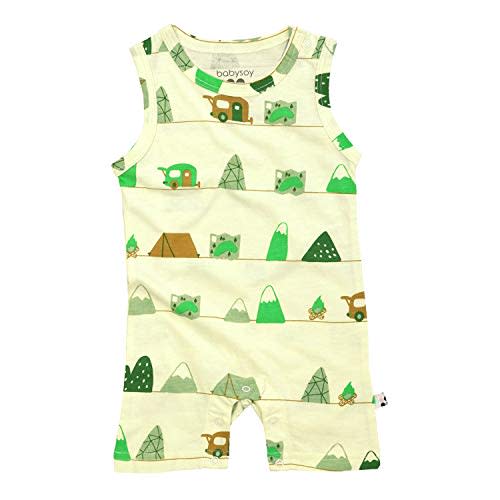 Babysoy Organic Pattern Print Tank Romper Shortall