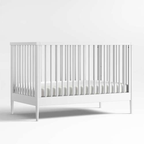 Hampshire White Wood Convertible Baby Crib with Toddler Bed Rail