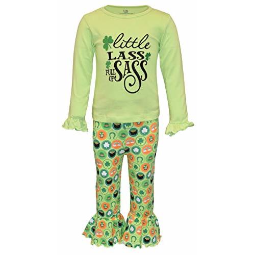 Unique Baby 2 Piece Girls Double Ruffle Leggings and Long Sleeve Shirt Clothes Set Kid and Toddler Girl Outfit
