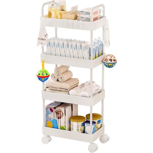 Homde Diaper Caddy Cart for Nursery: 4 Organized Zones for Daily Baby Care