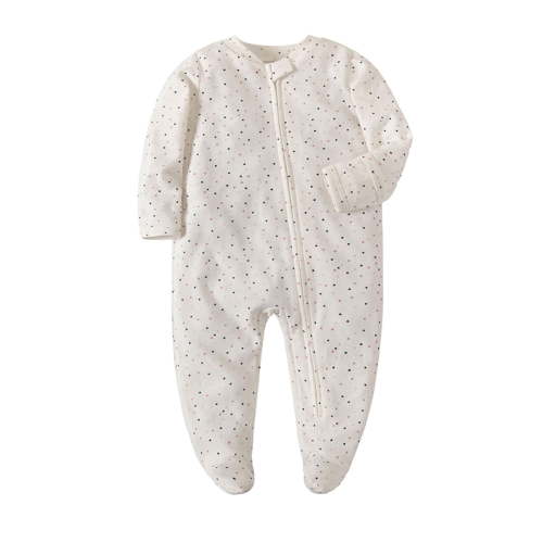 Zwiiyzr 0-12M Unisex Baby Girls Boys Long Sleeve Zipper Onesie Solid Color Newborn Footie One-Piece Infant Romper Jumpsuit White