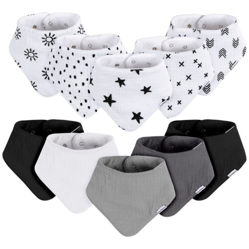 10-Pack Baby Neutral Black & White Muslin Bandana Bibs – Gerber Childrenswear