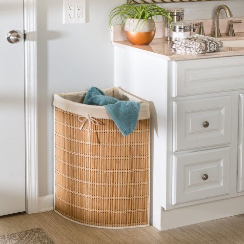 Honey Can Do Bamboo Wicker Corner Hamper