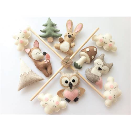 Baby Mobile &quot;Forest Animals&quot;. Baby mobile, Baby shower gift, New baby gift, Felt animals toy, baby mobile woodland, forest mobile