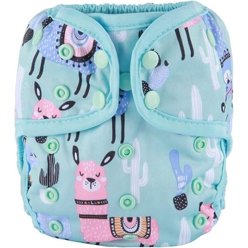One Size Cloth Diaper Cover Snap with Double Gusset (Blue Alpaca)