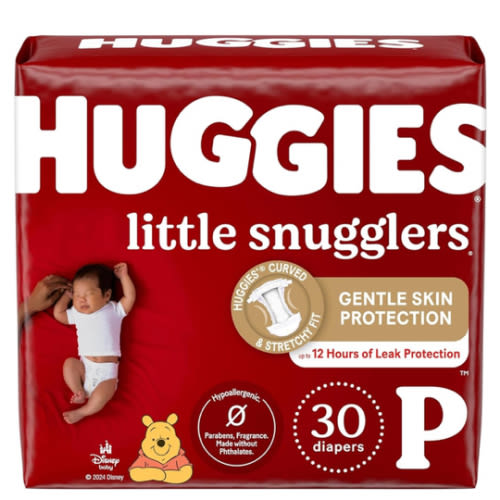 Huggies Newborn Diapers, Little Snugglers Baby Diapers, Size Preemie (up to 6 lbs), 30 Count
