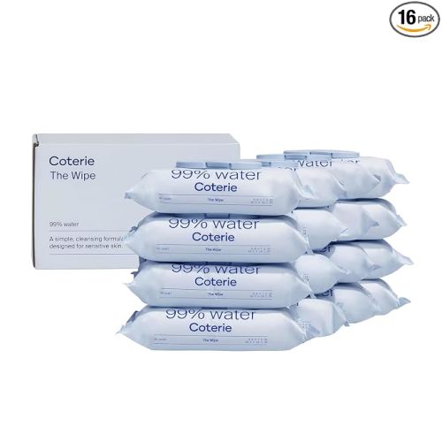Coterie Baby Wipes for Sensitive Skin, Plant-Based and Plastic-Free Fibers, 99% Water, Hypoallergenic, pH Balanced, Unscented, Clean and Gentle Baby Essentials, 16 Pack, 896 Count