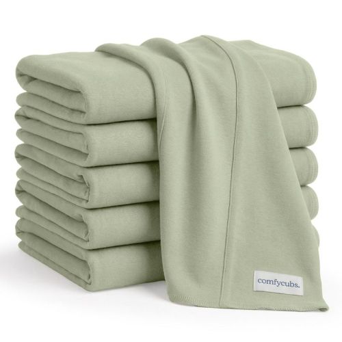 Comfy Cubs Baby Burp Cloths Set Pack of 6 - Large, 6-Layer, Ultra Absorbent Soft 100% Cotton for Infants - Sage