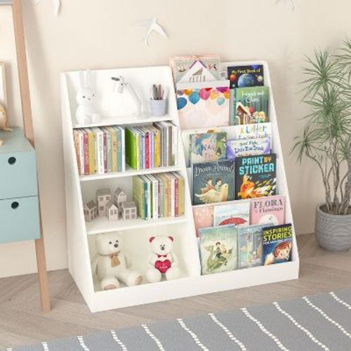 KTMBDW Wooden Bookshelf for Kids, Toddler Book Rack Toy Organizer and Storage, Book Display Stand, Bookshelves Furniture for Nursery