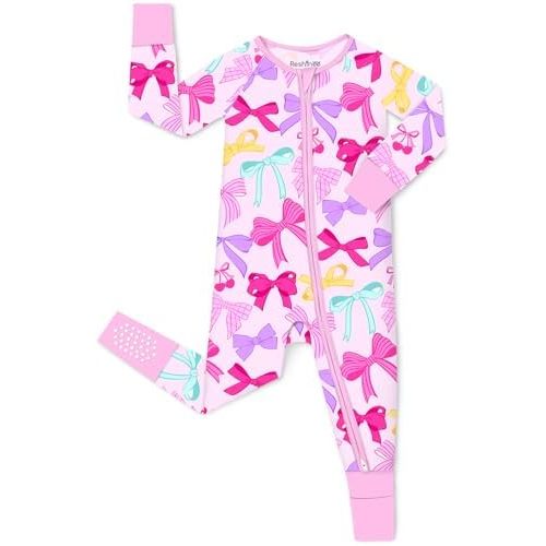 babee Reshinee Viscose Derived from Bamboo Baby Footie Pajamas Convertible Newborn Sleeper for Baby Girl Zipper Onesie 0-24M
