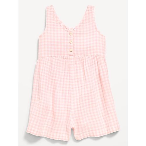 Oversized Sleeveless Double-Weave Romper for Toddler Girls