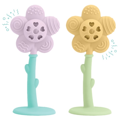 Flower Rattle Teether set of two