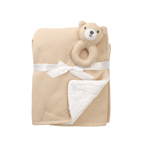 Lullaby Dreams Quilted Blanket With Animal Rattle Honey One