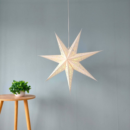 LamQvrid White Paper Star Lantern – 29 Inch and 17 Inch,Elegant Cut-Out Design,Home Decor