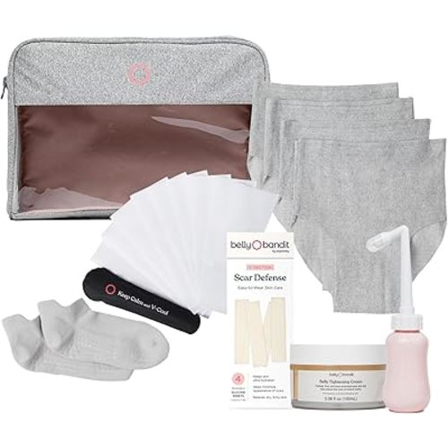 Belly Bandit C-Section Care Kit and Postpartum Must-Haves - Complete CSection Postpartum Essentials - Peri Bottle, Hot/Cold Gel Pack, Recovery Underwear, Scar Strips, Belly Cream, Socks, Toiletry Bag