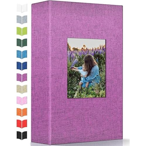 Artfeel Photo Album 4x6 with 300 Pockets,Slip-in Picture Albums,Linen Cover Memory Book with Front Window,White Page Vertical Photo Book for Wedding,Family,Anniversare,Baby,Vacation