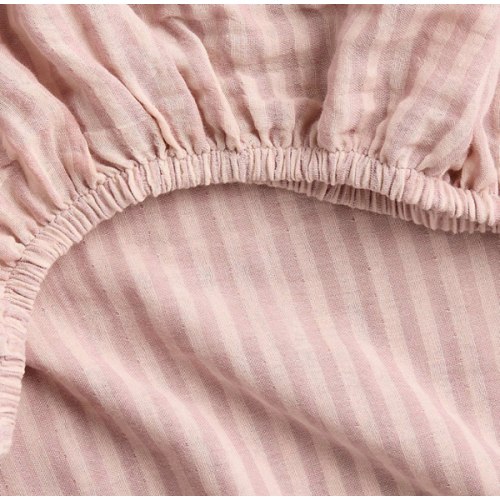 Supersoft Striped Lilac Rose 100% Organic Cotton Gauze Baby Crib Fitted Sheet