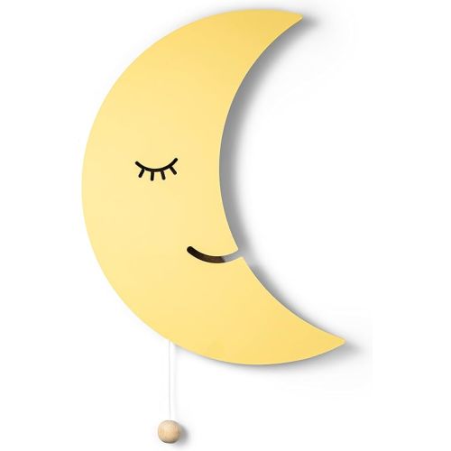 Lumipets Moon Wall Light - Nursery Decor, Baby Room Decoration, Wall Mounted, Battery Operated, Lightweight Hanging Crescent Night Light for Babies, Toddlers, Kids - 17.7 x 11.2 x 1.5-in