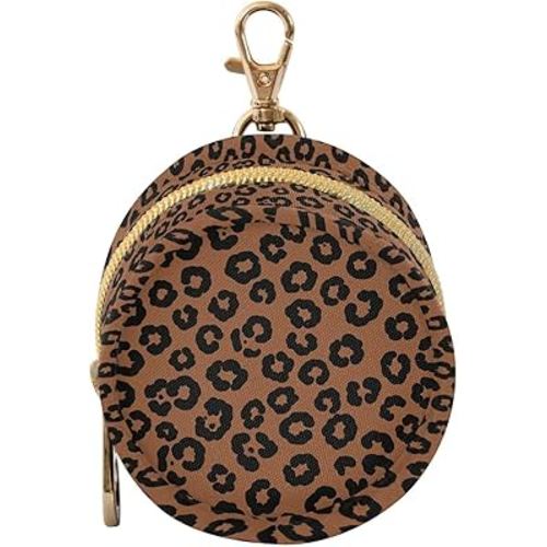 Leopard Brown Pattern Pacifier Holder Baby Pacifier Case Cute Paci Container Box Pouch with Clip Attaches to Diaper Bag Stroller Purse