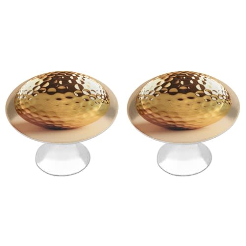 Golden Golf Ball Round Drawer Cabinet Knobs Handles with Screws,2 Pcs, Sport Drawer Dresser Knob Pulls Decor for Wardrobe Cupboard Home Office Kitchen