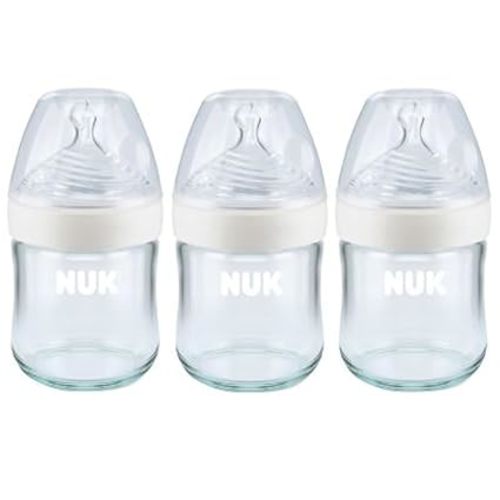 NUK Simply Natural Glass Baby Bottles, 4 oz, 3 Pack